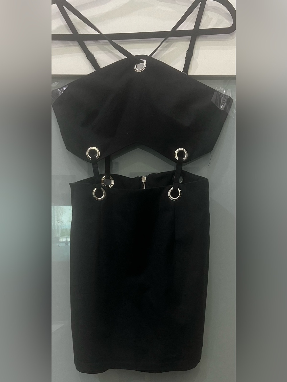 TOBI Halter Top Strappy Back With Cut-out Design Mini Dress Black S/P